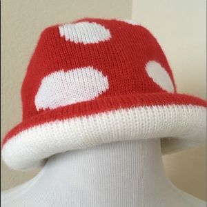 Lady bug hat whimsical acrylic hat red white dots women’s beanie Halloween hat